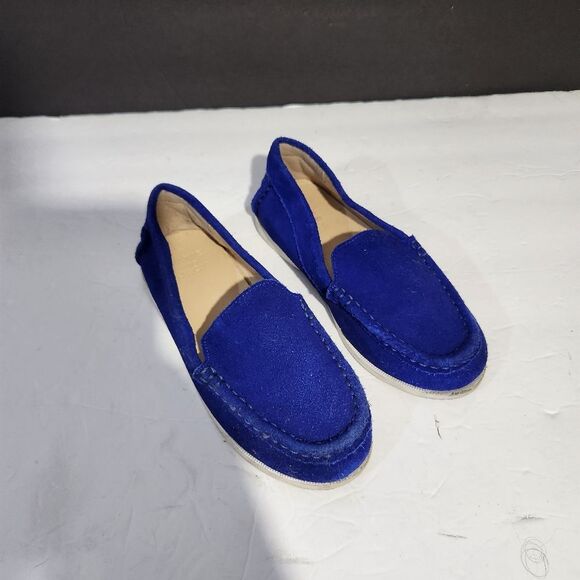 Janie & Jack Electric Blue Leather Mocasin Slip On Kids Shoes Size 13 - Picture 2 of 8